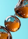 A close up of three bubbles floating in the air Royalty Free Stock Photo