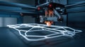 Close up of a Three Dimensional Printer Creating a White, Geometric Object Royalty Free Stock Photo