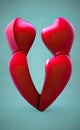 Three-dimensional red hearts for celebration and backgrounds Royalty Free Stock Photo