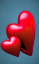 Three-dimensional red hearts for celebration and backgrounds Royalty Free Stock Photo