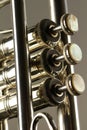 Close up of three finger buttons of trumpet Royalty Free Stock Photo