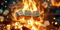 A close up of three marshmallows being toasted over a fire Royalty Free Stock Photo