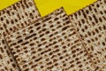 A close-up of three matzahs - bread for the Jewish Passover,