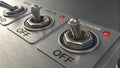 Industrial Metal Toggle Switches in OFF Position Royalty Free Stock Photo