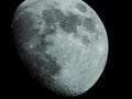 close-up of a three-quarter moon in the night sky Royalty Free Stock Photo