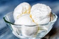 Delicious vanilla ice cream in glass bowl Royalty Free Stock Photo