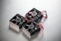 Close-up of three small computer coolers Royalty Free Stock Photo