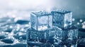 Stacked Ice Cubes With Condensation Glistening on a Shiny Surface Royalty Free Stock Photo