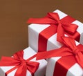 White gift box red ribbon Royalty Free Stock Photo