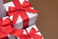 White gift box red ribbon Royalty Free Stock Photo