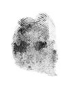 Close up of thumb print on white paper
