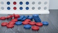 close up of tic tac toe game.Classic score game tic tac toe with coins.. game for kids abdults family.family time Royalty Free Stock Photo