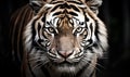Close Up of Tiger on Black Background Royalty Free Stock Photo