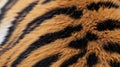 Close up of tiger fur texture background. Macro of tiger skin. Generative AI