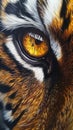 Close-up of a tiger's eye with detailed fur texture Royalty Free Stock Photo