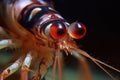 close-up of tiger shrimp prawn's eye, with its intense gaze