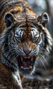 Close-up of a tiger in the wild. (Panthera tigris altaica Royalty Free Stock Photo
