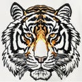 A close up of a tiger& x27;s face on a white shirt Royalty Free Stock Photo