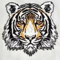 A close up of a tiger& x27;s face on a white shirt Royalty Free Stock Photo