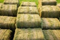 close up of tightly bundled hay bales