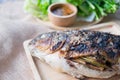 Close up tilapia grilled Royalty Free Stock Photo