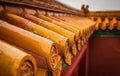 Close up tile Roof decorations in the Forbidden City, Beijing - China Royalty Free Stock Photo