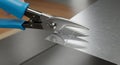 Cutting Sheet Metal with Tin Snips Close-up for Diy Projects Royalty Free Stock Photo
