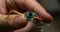 Close-up of a Tiny Camera Module with Wires in a Person's Hand Royalty Free Stock Photo