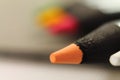 Close up of tip of orange color pencil Royalty Free Stock Photo