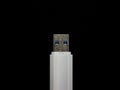 A close up of the tip of White plain USB 3.0 flash drive