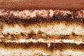 Close up tiramisu cake making a background Royalty Free Stock Photo