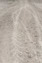 Tire traces of large tractor wheels. Royalty Free Stock Photo