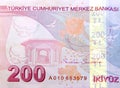 Close up of 200 TL Lira