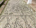 Close up to alhambra ground mosaic arabic ancient style inside alhambra palace Royalty Free Stock Photo