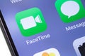 Close up to Apple FaceTime video chat icon app on the screen of Apple iPhone