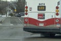 A close up to the back part of a Calgary Transit bus