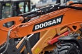 Close up to Doosan tractor vehicle