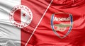 Close up to a flag of SK Slavia Prague vs Arsenal F.C. UEFA Europa League