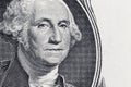 Close up to George Washington portrait on one dollar bill
