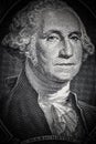 Close up to George Washington portrait on one dollar bill. Toned