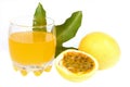 a close-up to a glass of passion fruit juice