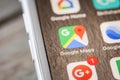 Close up to Google Maps app on iPhone 7 screen Royalty Free Stock Photo