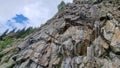 Close up to limestone rocks of Carpathian Mountains, in Romania.