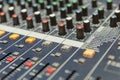 Close up to the mixer table or fader board