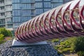 A close up to the Peace Bridge a bridge that accommodates people walking and cycling