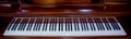 Close up to the piano keyboard background with selective focus Royalty Free Stock Photo