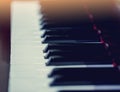 Close up to the piano keyboard background with selective focus Royalty Free Stock Photo