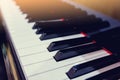 Close up to the piano keyboard background with selective focus Royalty Free Stock Photo
