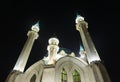 Close up to a Qol Sarif dome and minarets illuminated at night scene