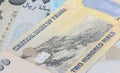Close up to Rial, banknotes of the republic of Yemen.